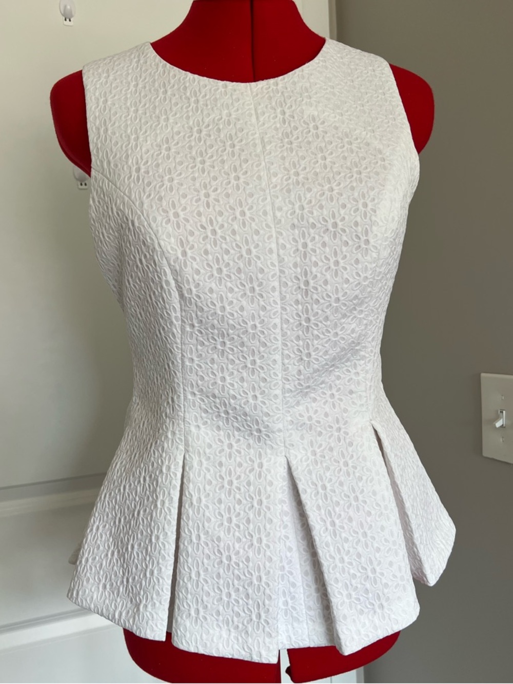 Miss Selfridge White Textured Peplum Tank Top